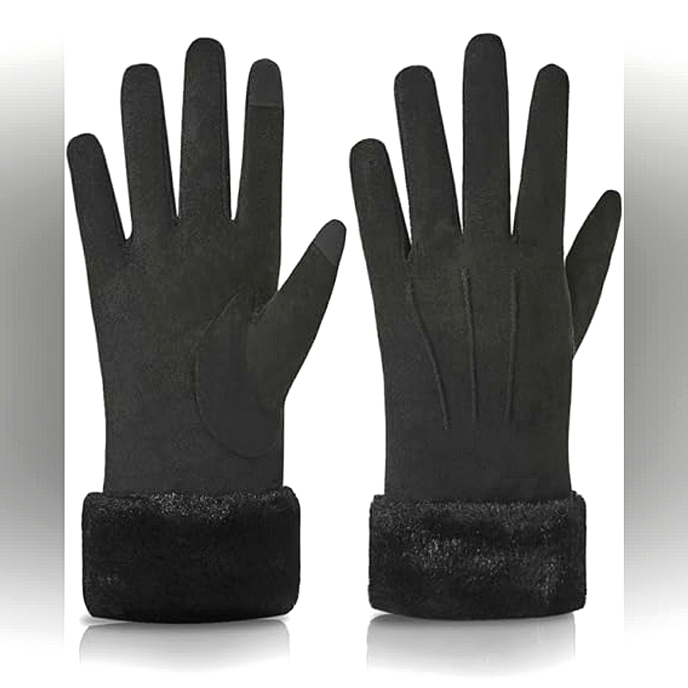 Brand New Women's Love Begins with Warm Black Gloves - S